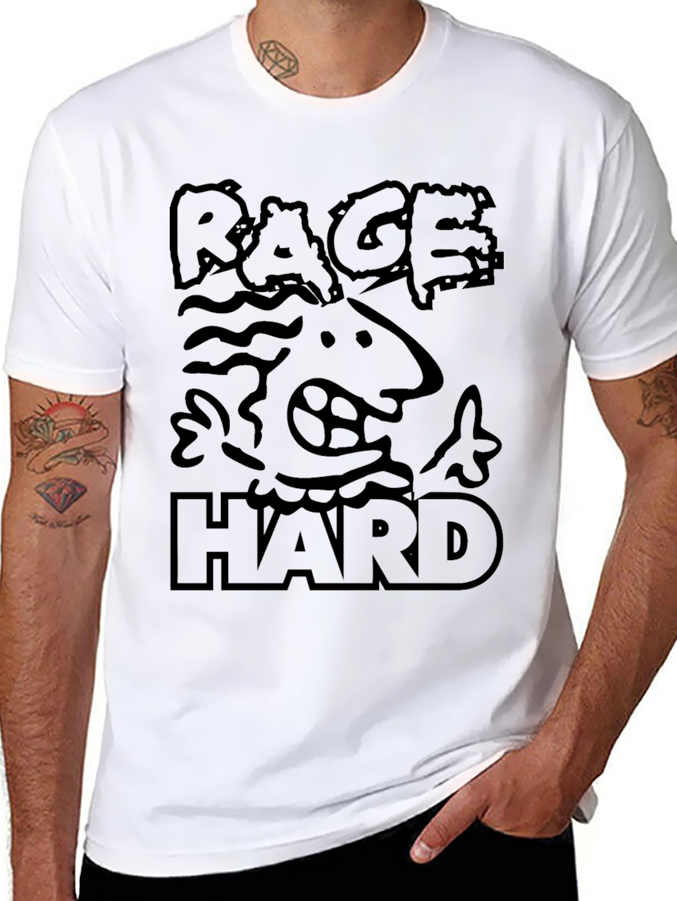 Rage Hard Graphic T-Shirt - Bold Black Tee