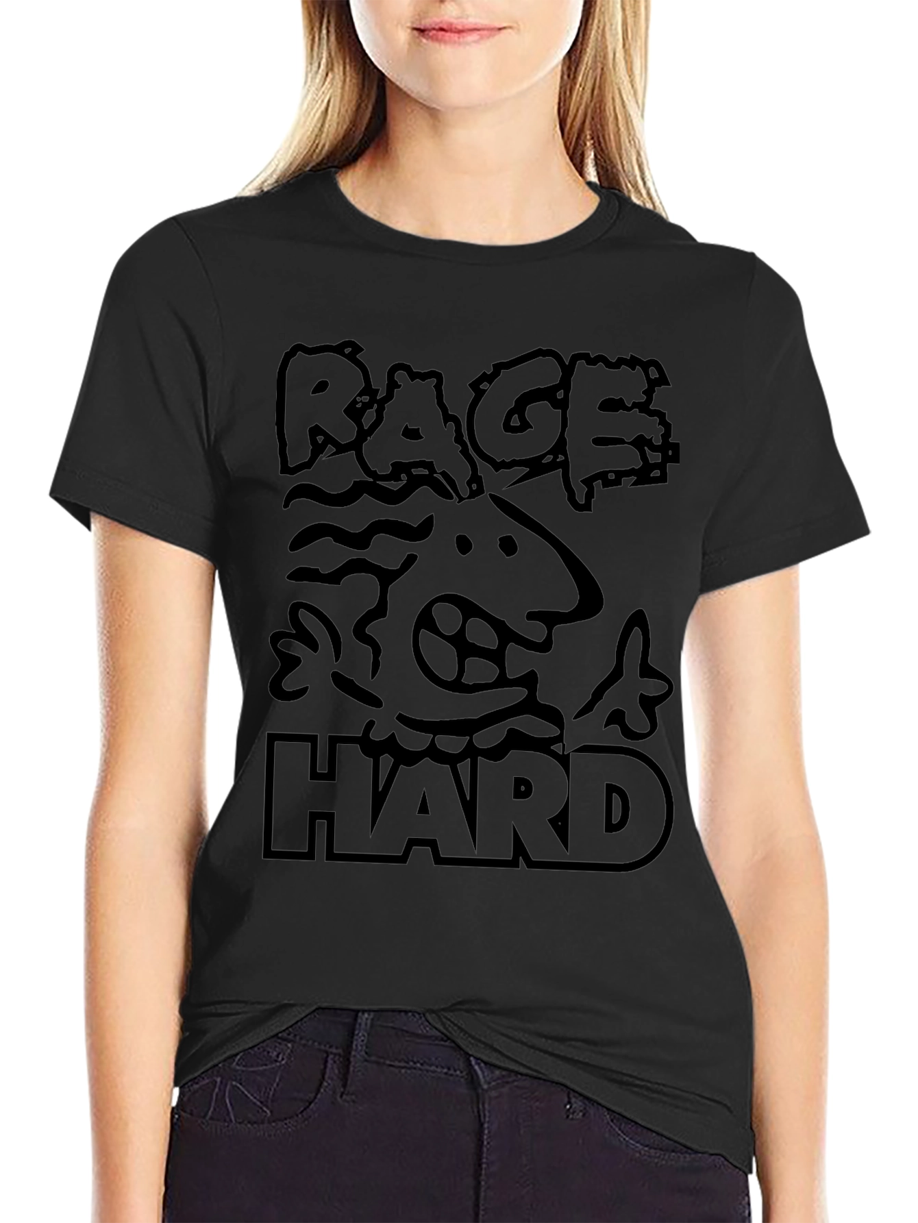 Rage Hard Graphic T-Shirt - Bold Black Tee