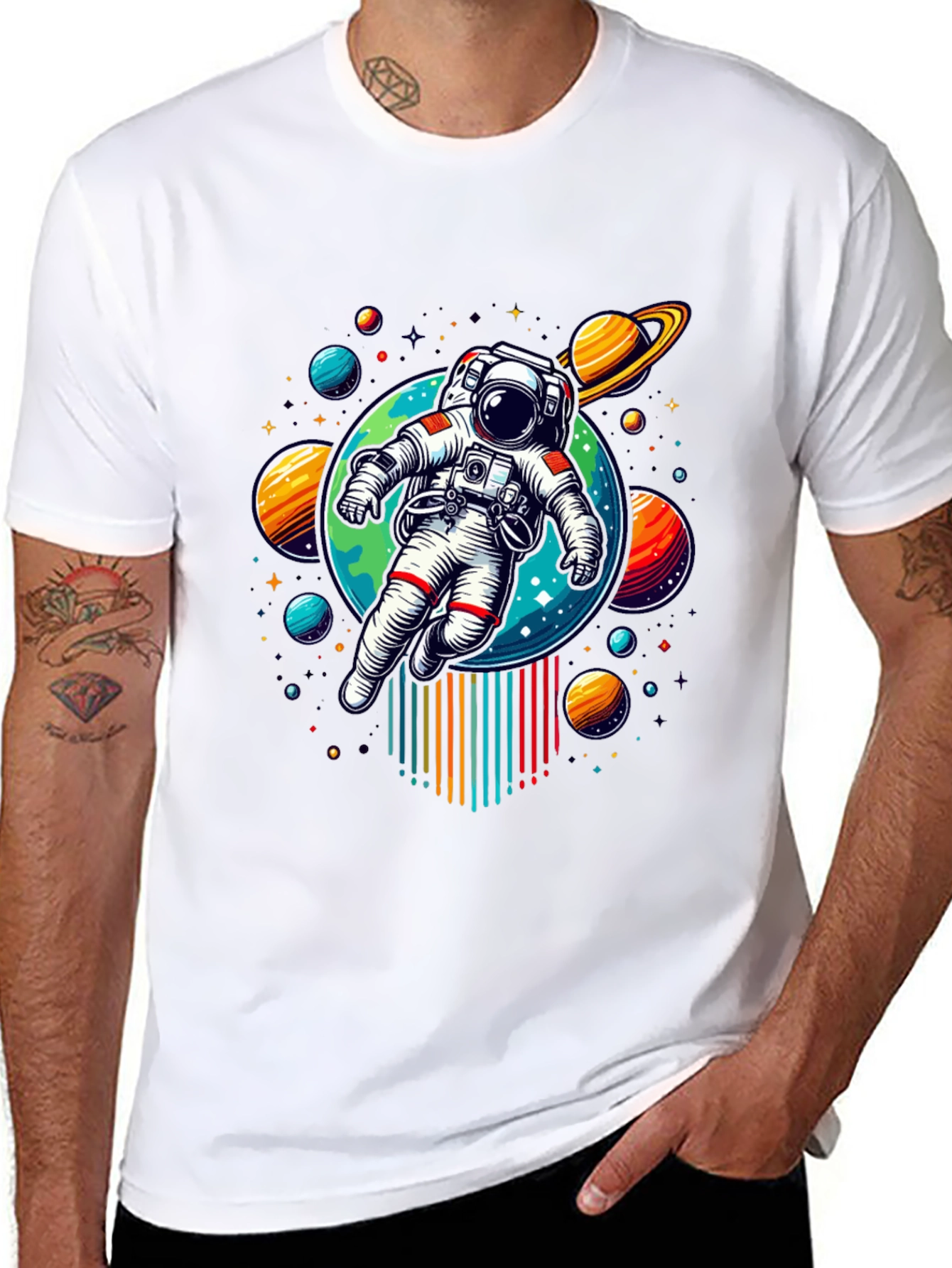 Astronaut Galaxy Graphic Print T-Shirt
