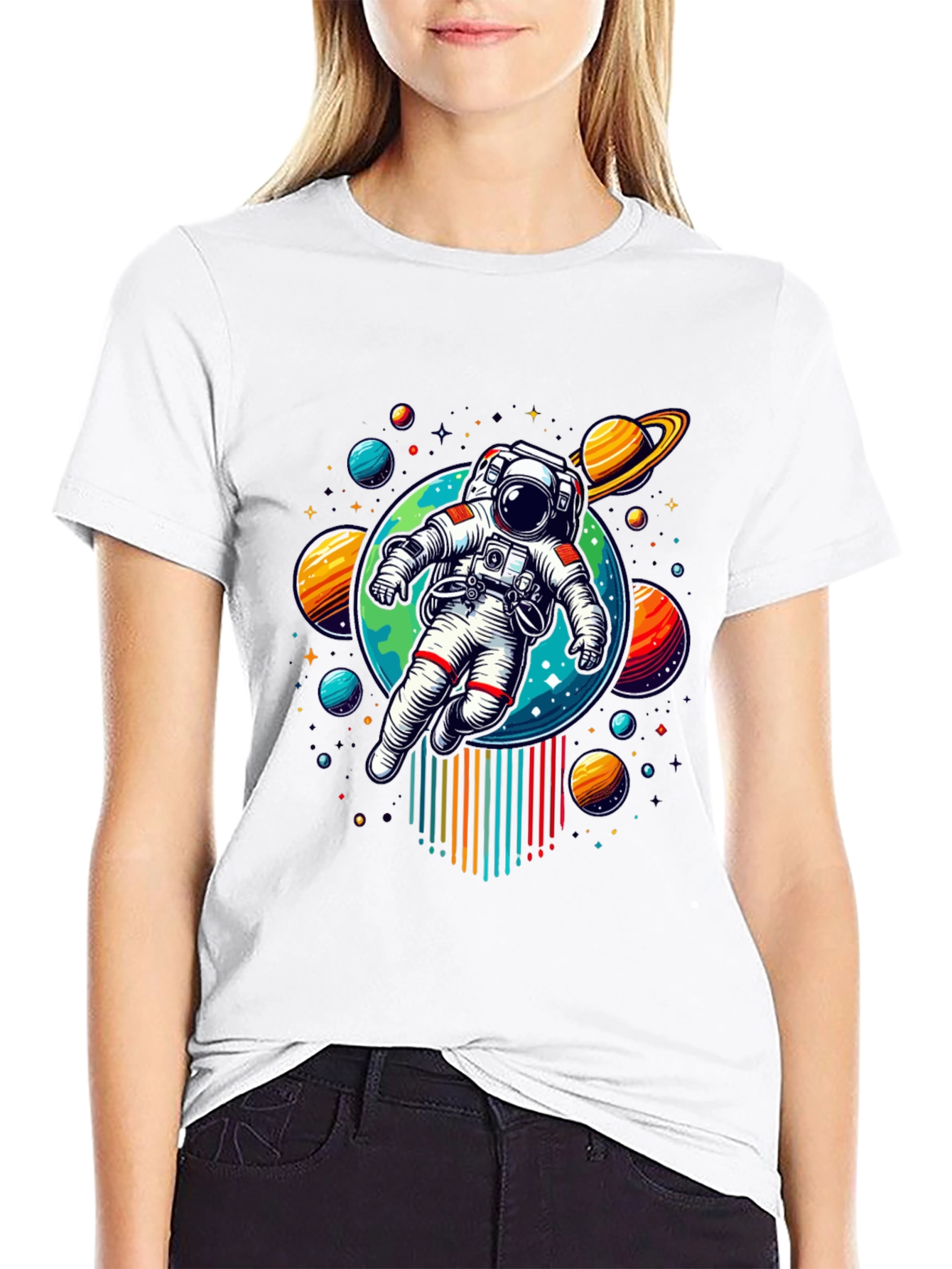 Astronaut Galaxy Graphic Print T-Shirt