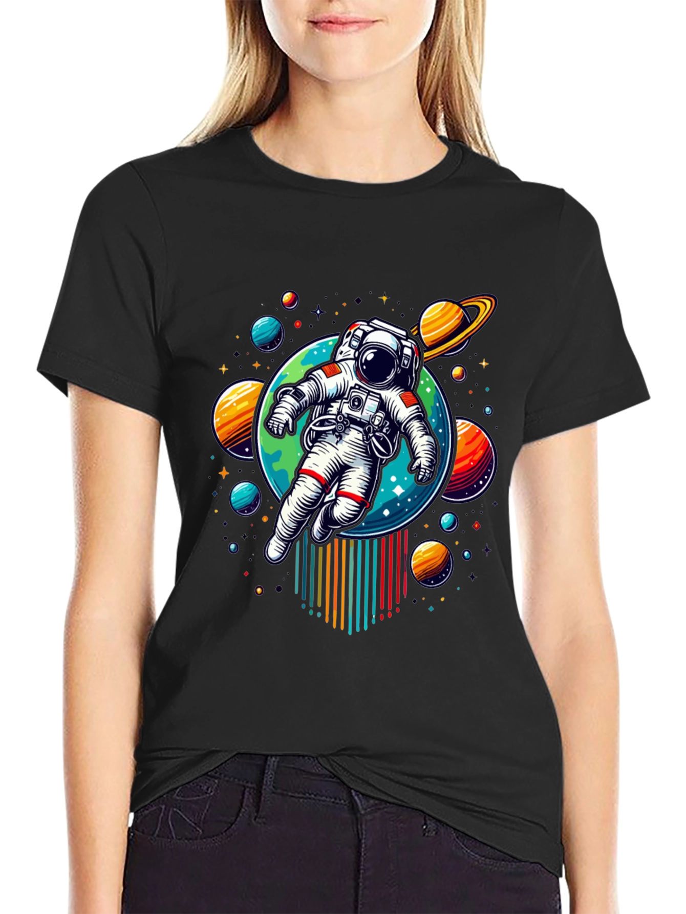 Astronaut Galaxy Graphic Print T-Shirt