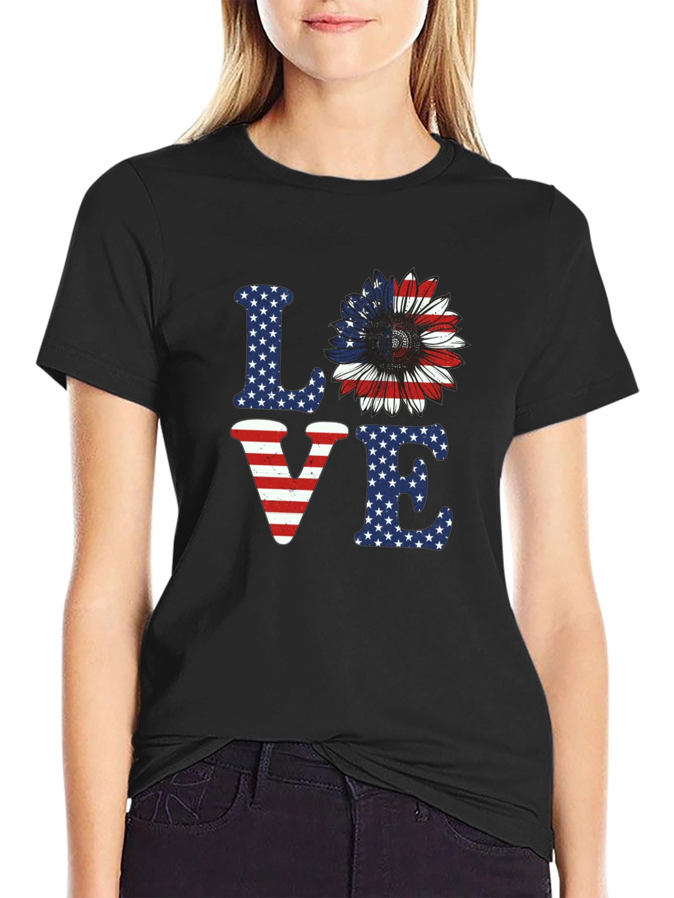 Patriotic LOVE Sunflower T-Shirt