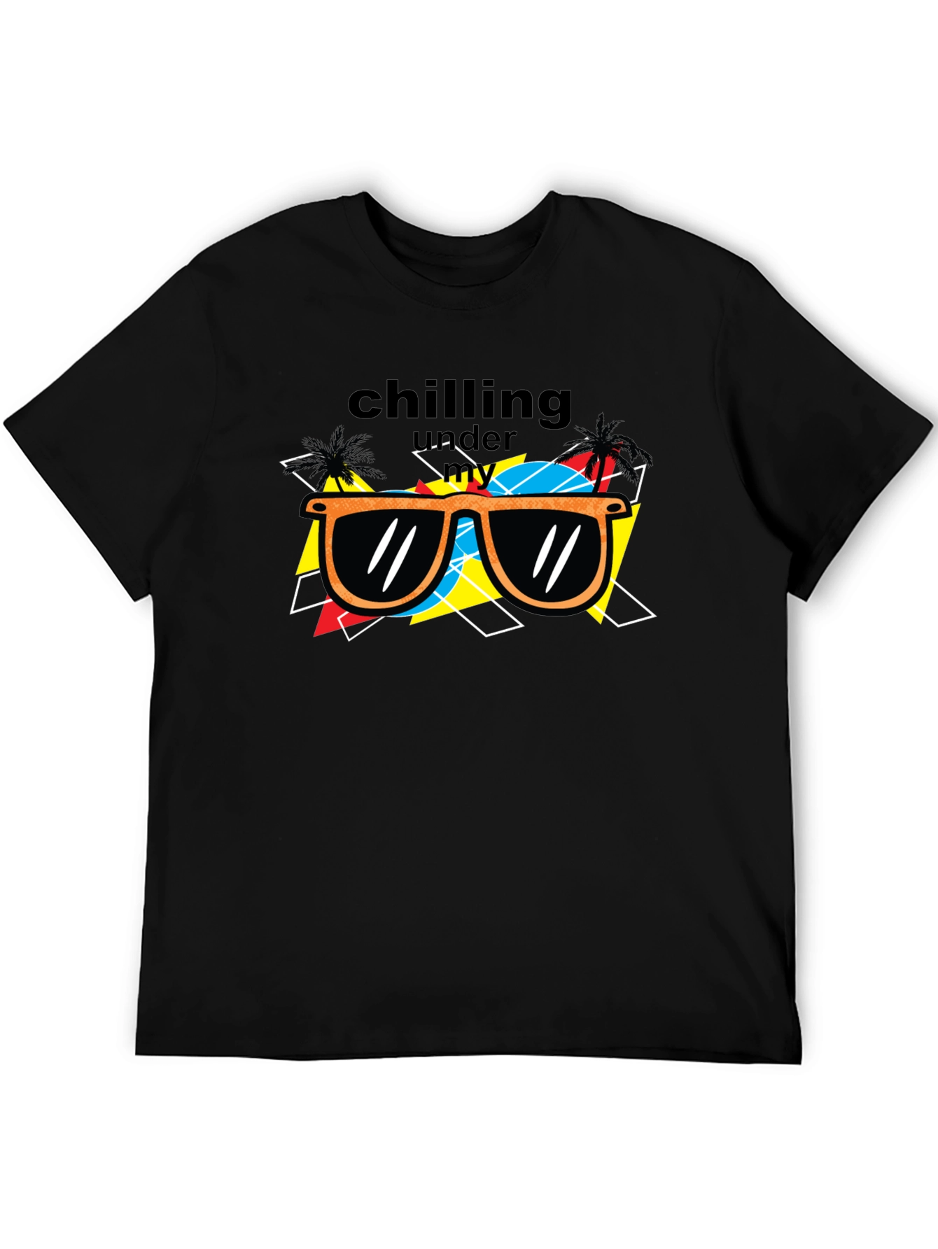 Chilling Under My Sunglasses Black Graphic Tee