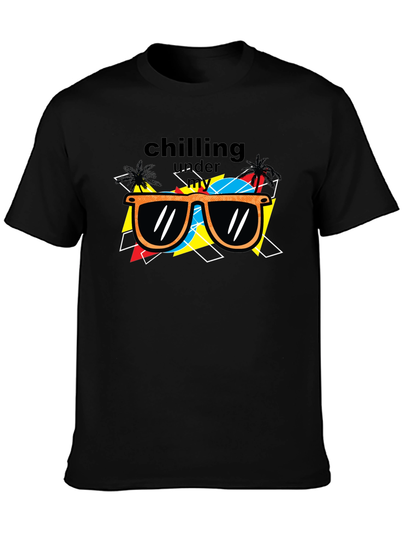 Chilling Under My Sunglasses Black Graphic Tee