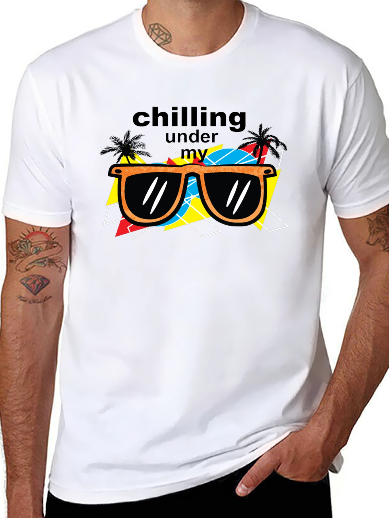Chilling Under My Sunglasses Black Graphic Tee