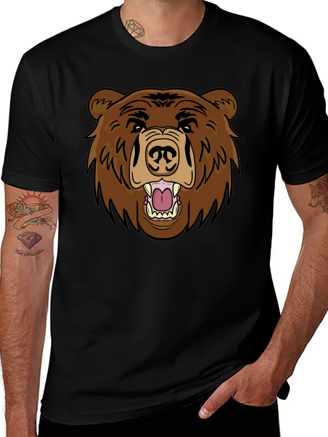 Bear Graphic Tee - Mens Black T-Shirt