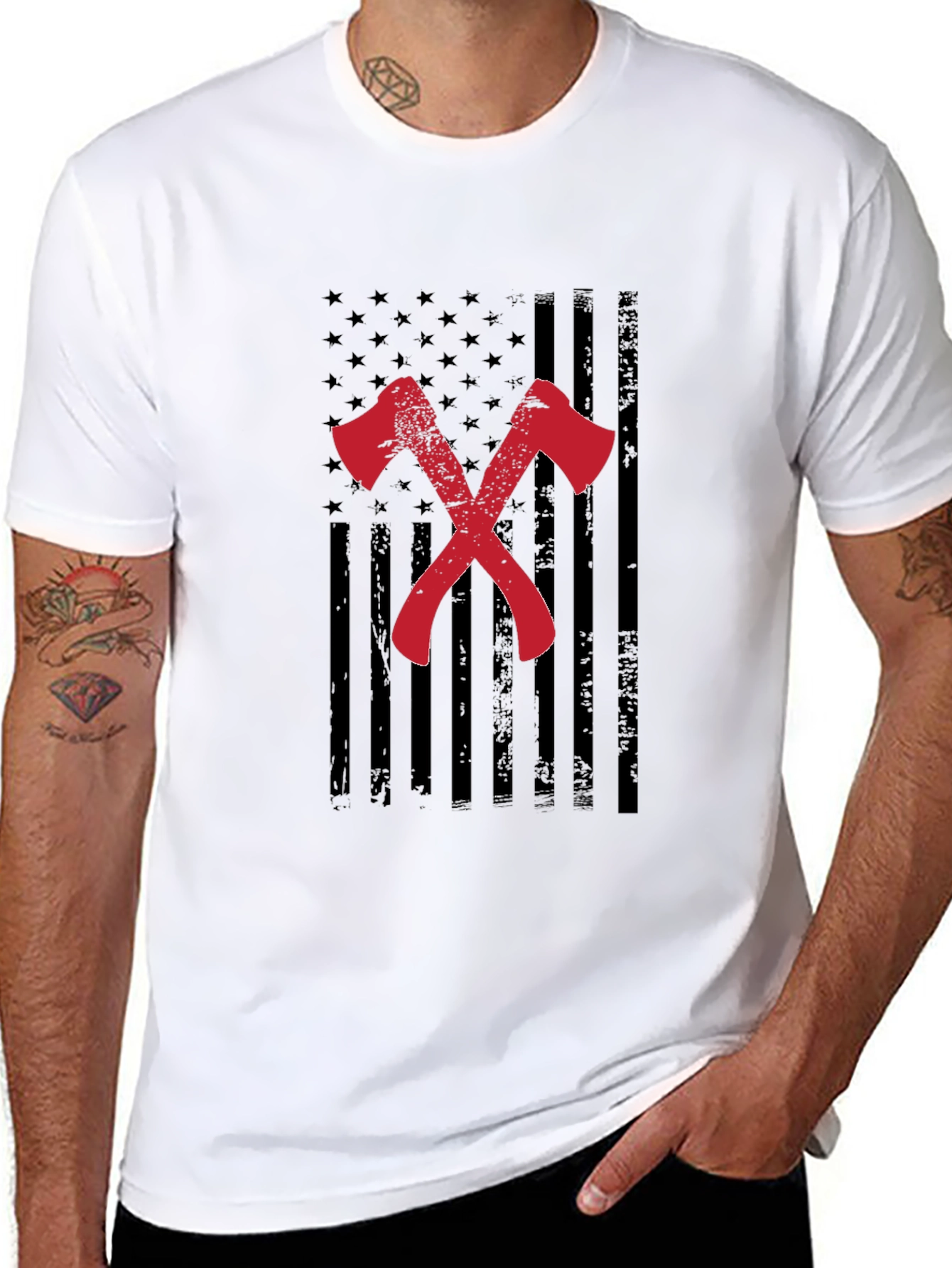 American Flag Axe Black T-Shirt