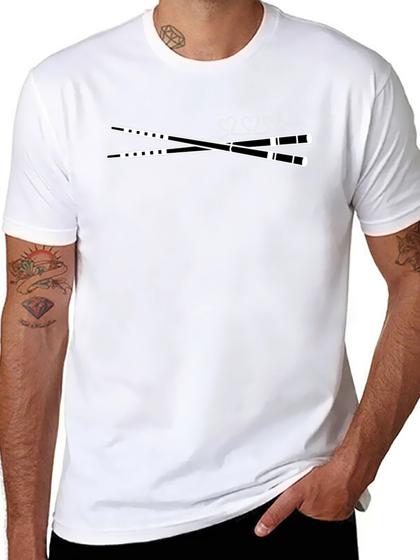 Chopsticks & Hearts Graphic Tee - Black Casual Shirt