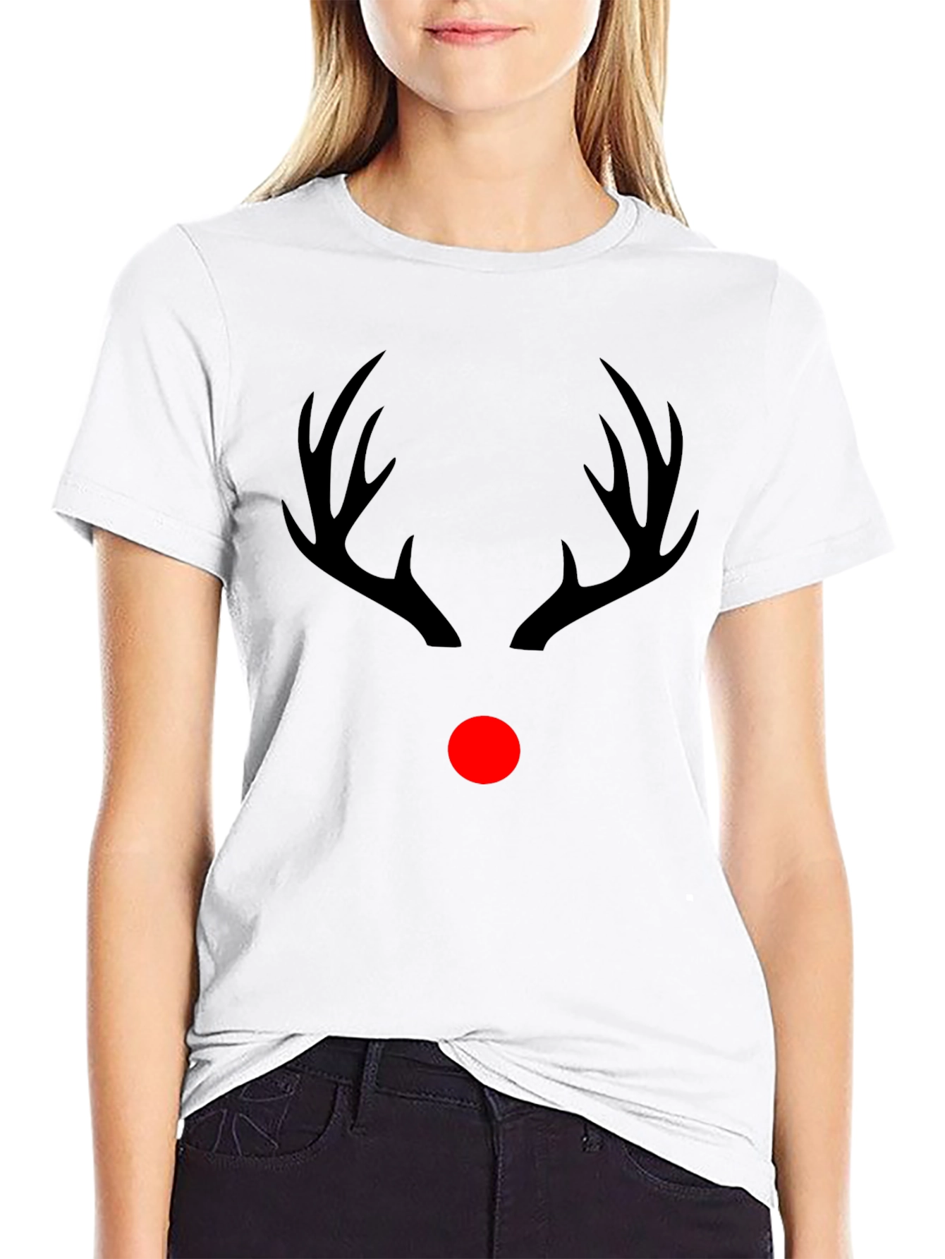 Reindeer Antler Nose Graphic Holiday T-Shirt