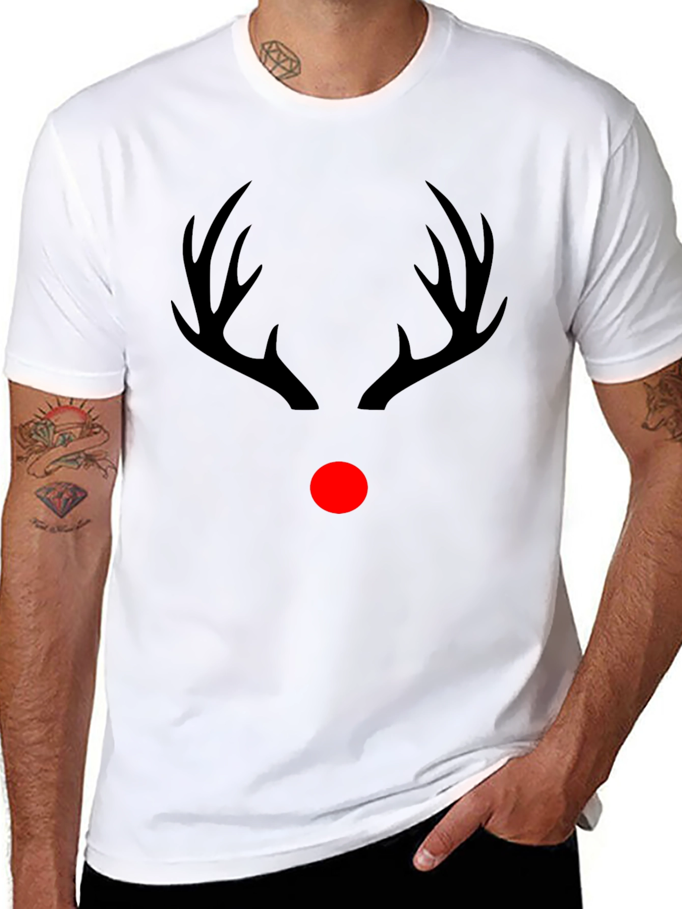 Reindeer Antler Nose Graphic Holiday T-Shirt