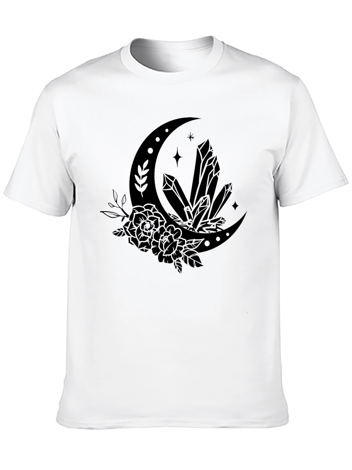 Crescent Moon Crystals T-Shirt - Mystical Graphic Tee