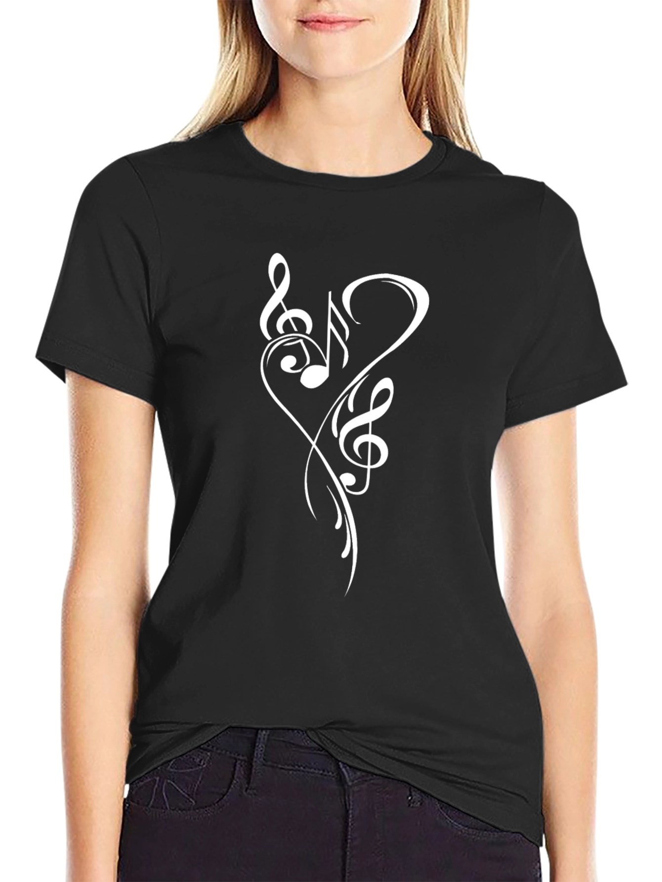 Musical Heart T-Shirt - Black Graphic Tee