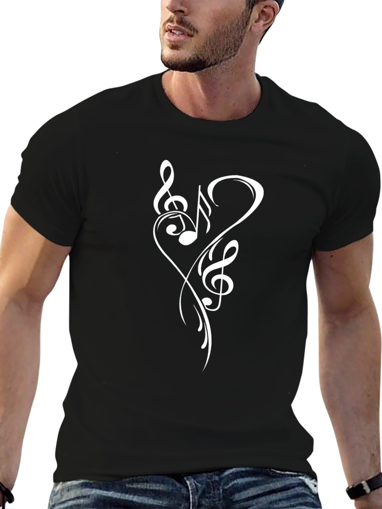 Musical Heart T-Shirt - Black Graphic Tee