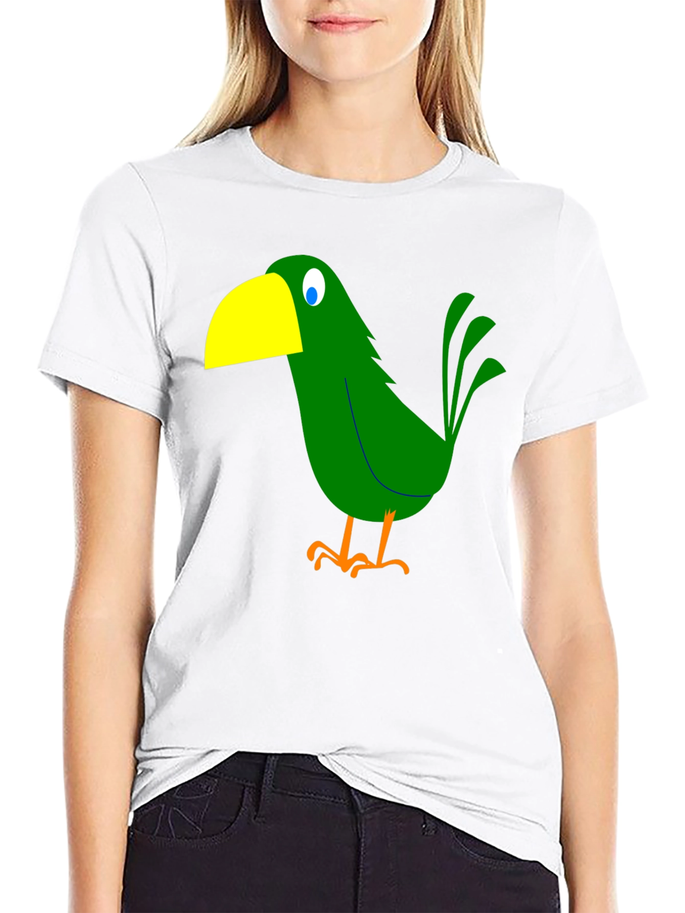 Cartoon Bird Graphic Tee - Black T-Shirt