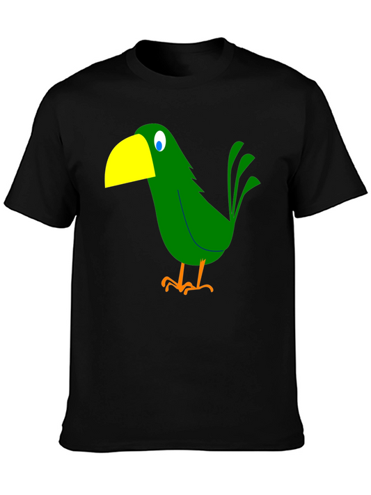 Cartoon Bird Graphic Tee - Black T-Shirt