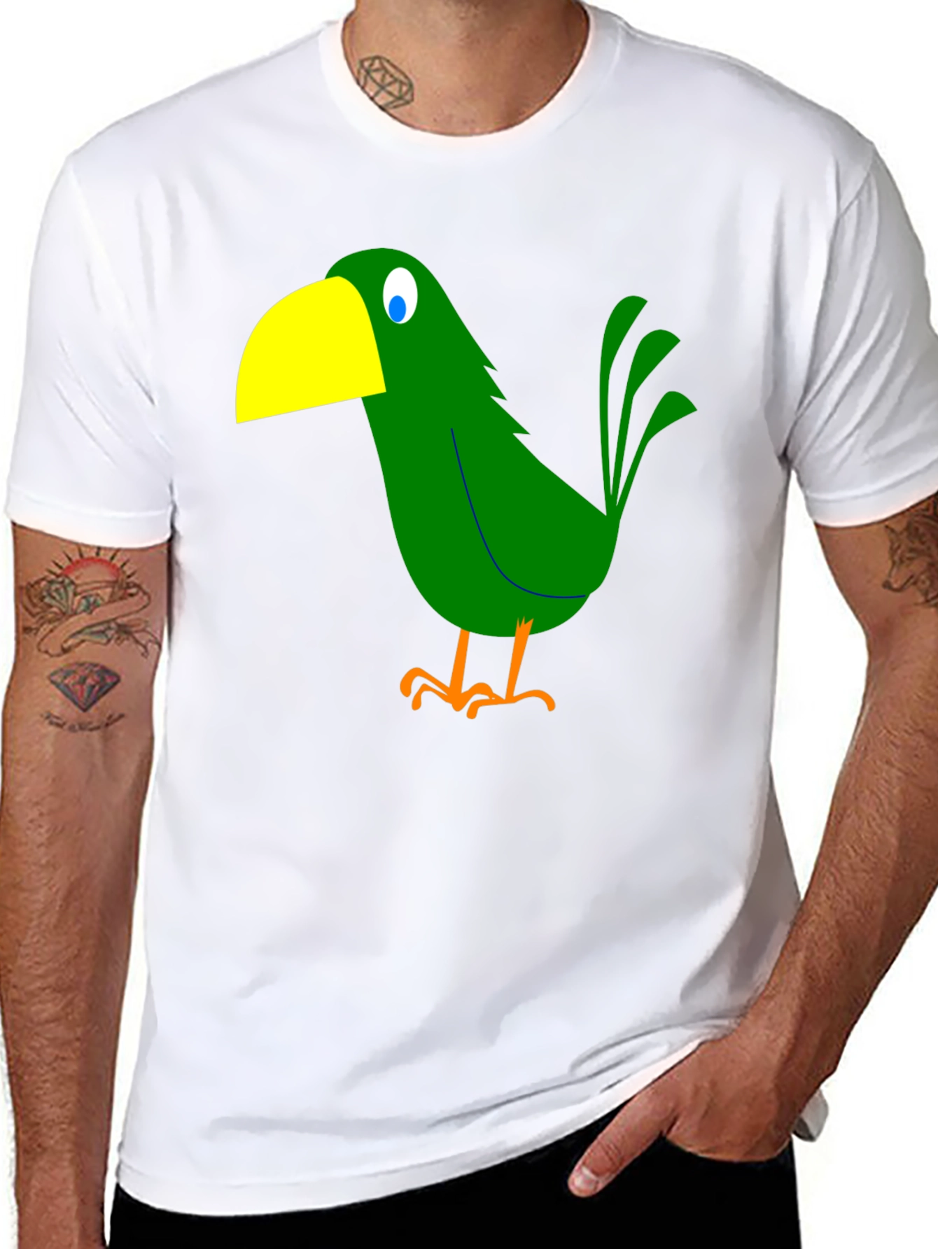 Cartoon Bird Graphic Tee - Black T-Shirt