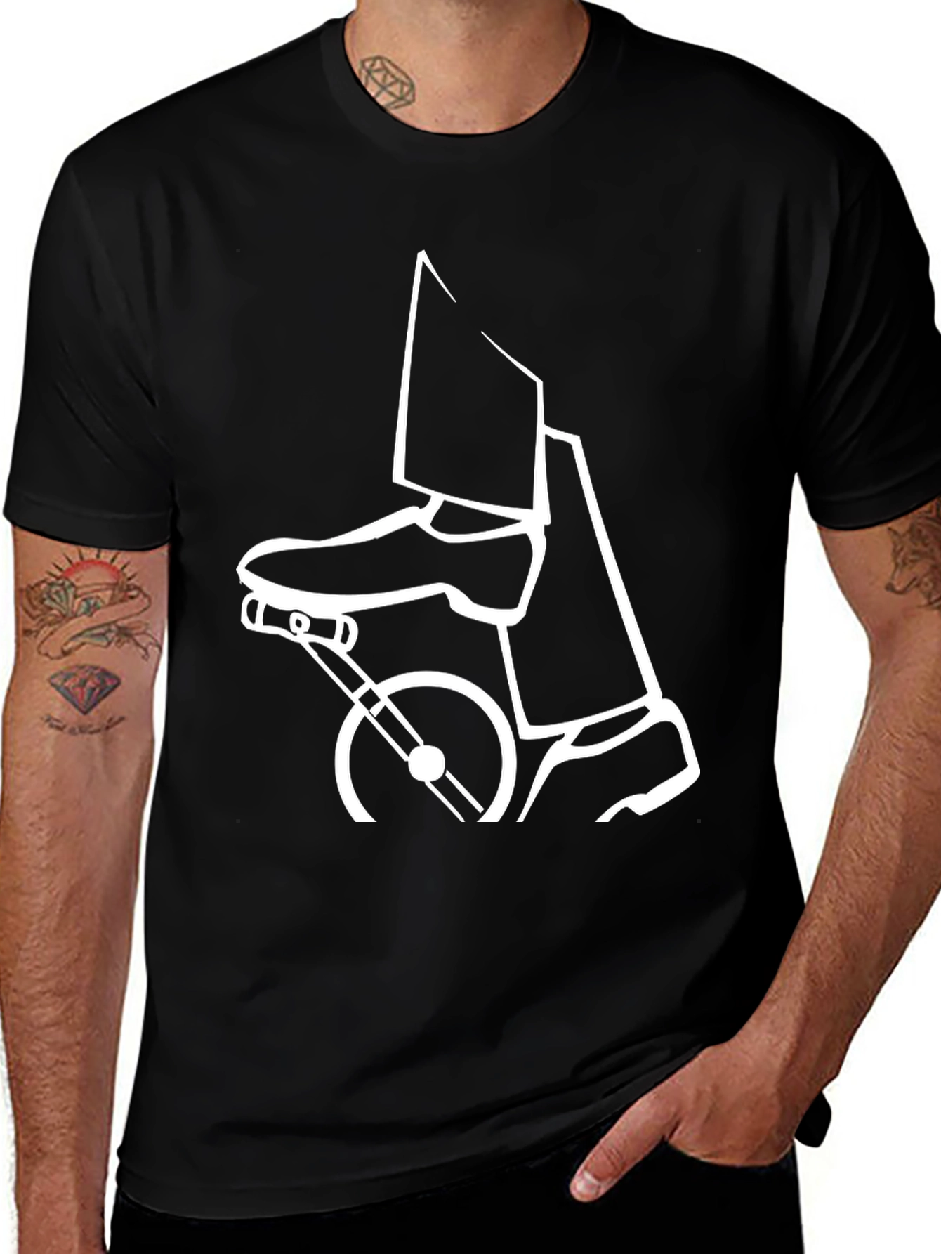 Stylish Black T-Shirt - Penny Farthing Design