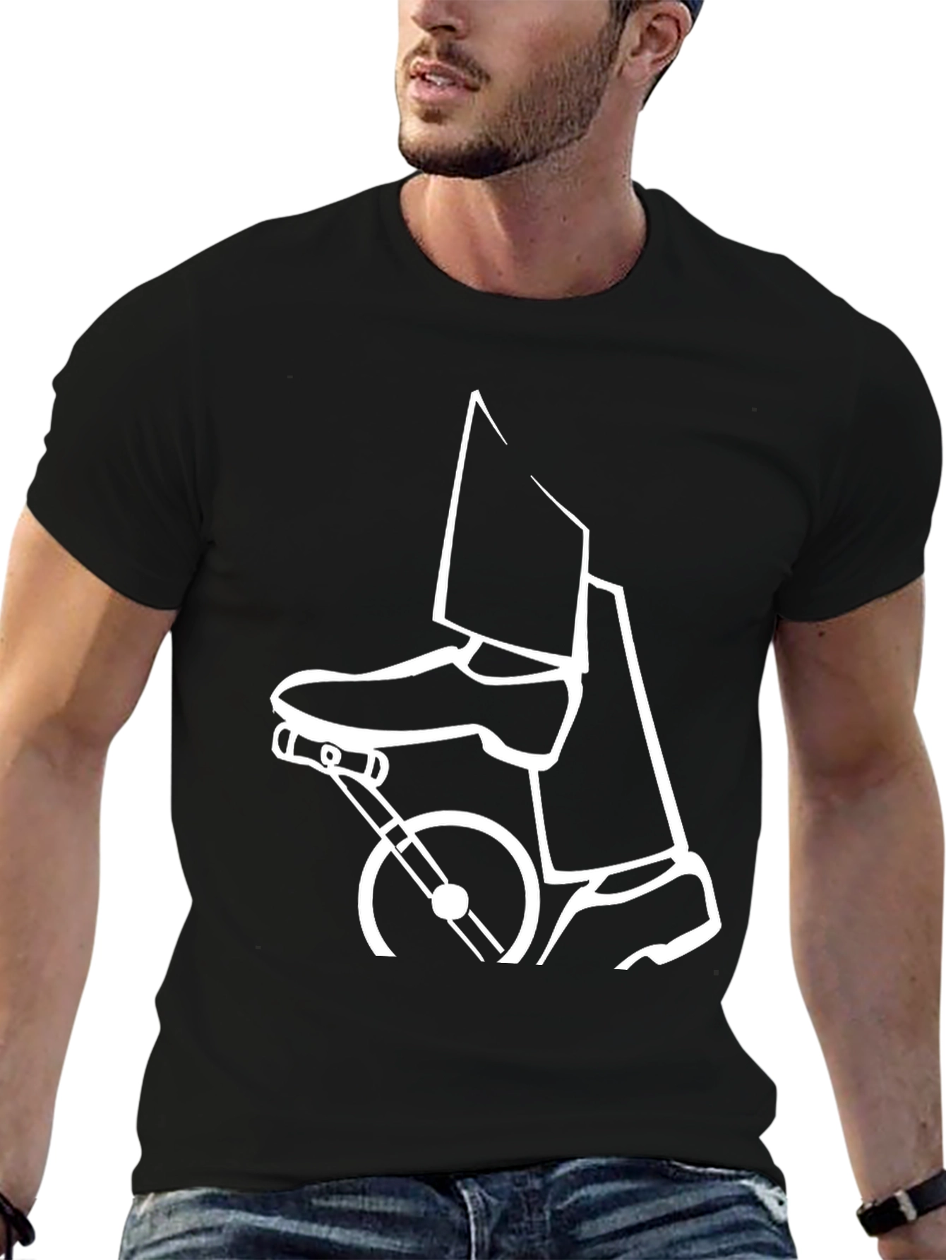 Stylish Black T-Shirt - Penny Farthing Design