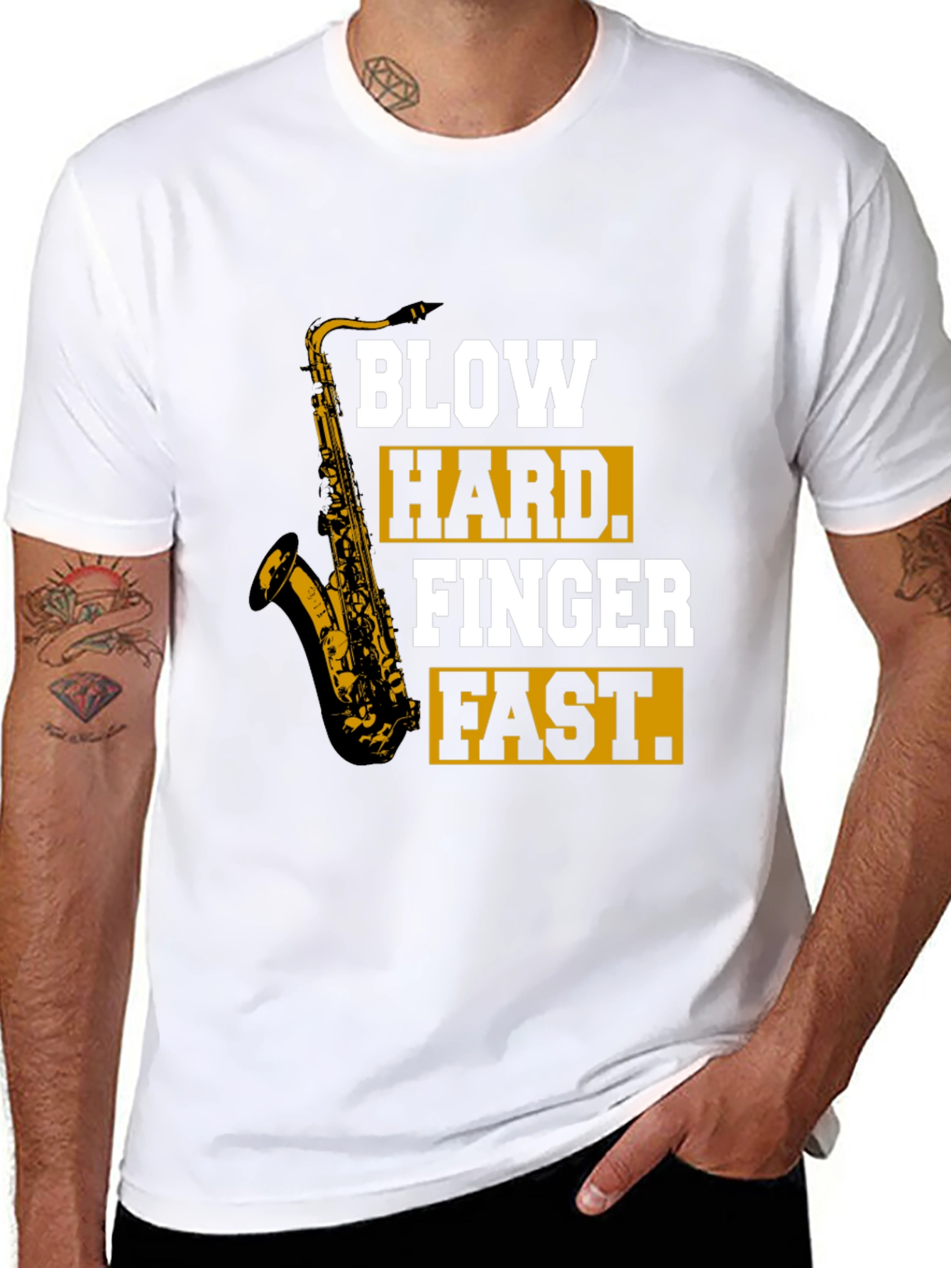 Saxophone T-Shirt - Blow Hard Finger Fast