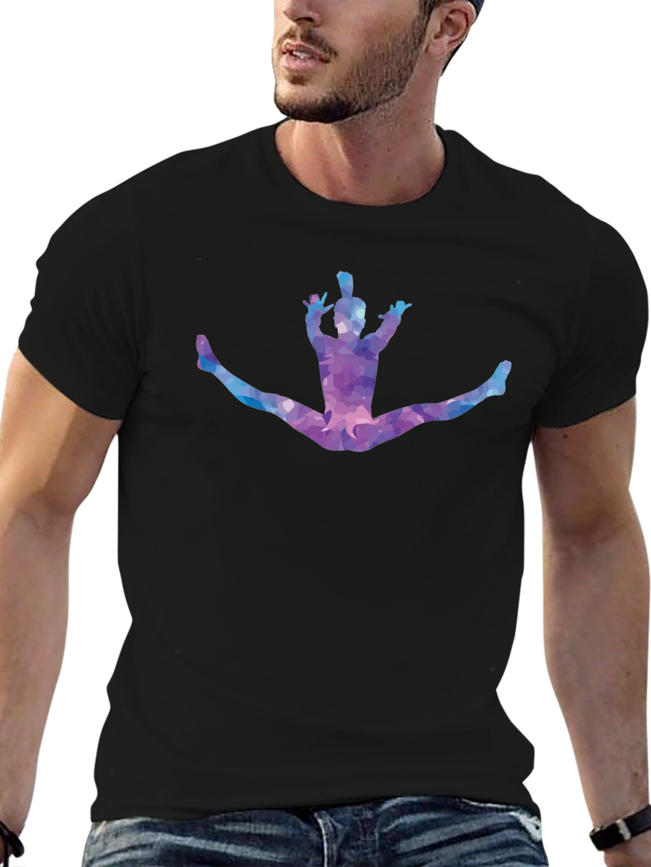 Gymnast Silhouette Mens Black Graphic Tee