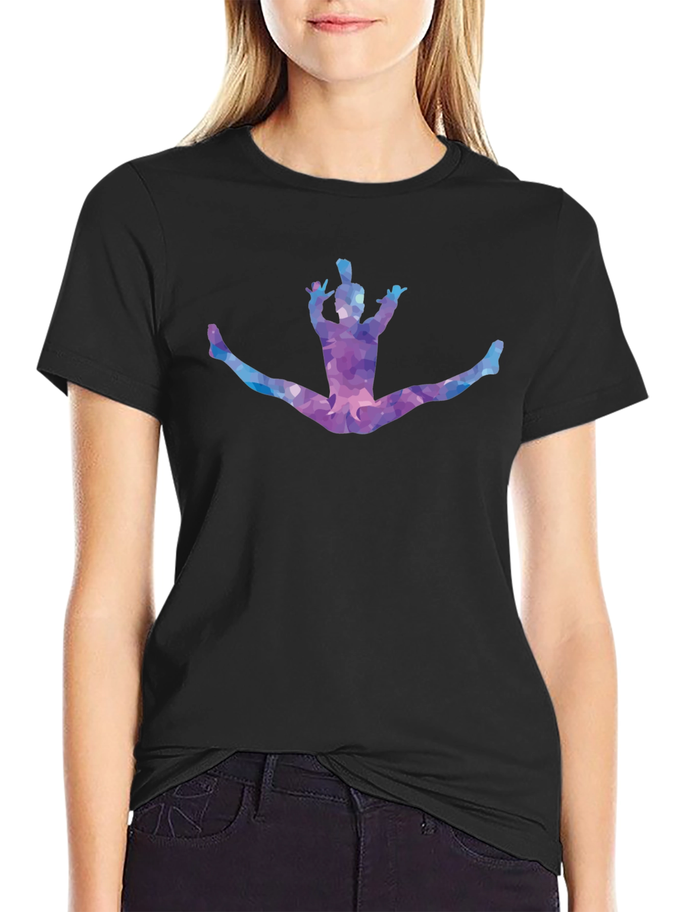 Gymnast Silhouette Mens Black Graphic Tee