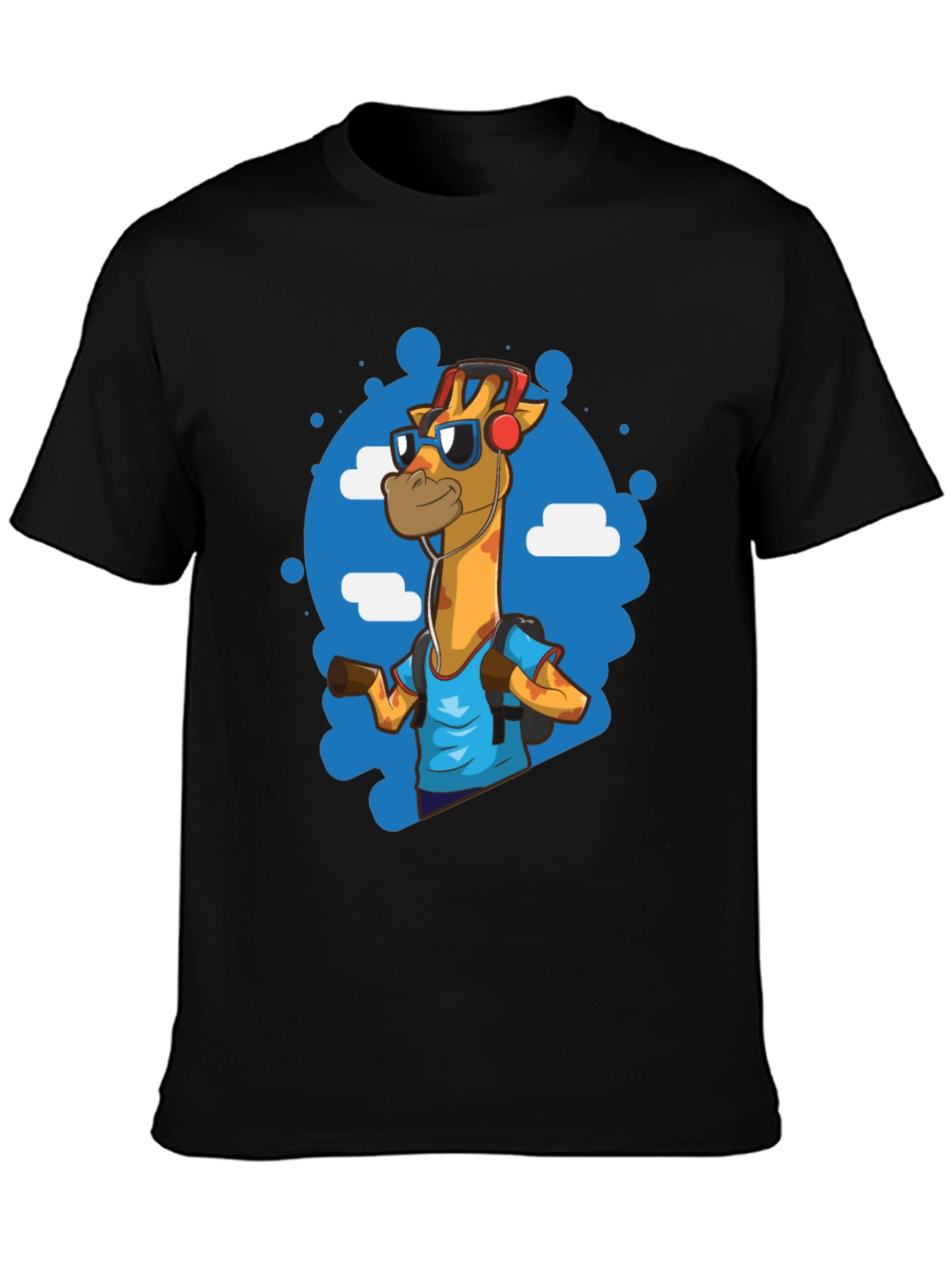 Cool Giraffe Tourist Graphic Tee - Black Cotton T-Shirt
