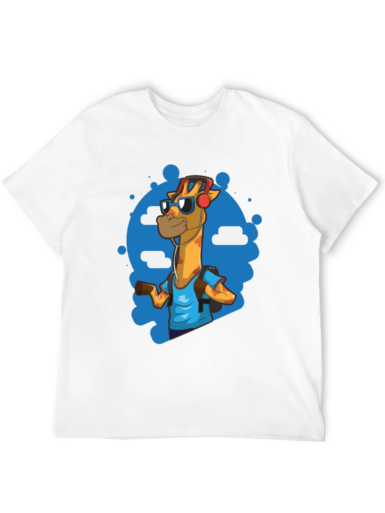 Cool Giraffe Tourist Graphic Tee - Black Cotton T-Shirt