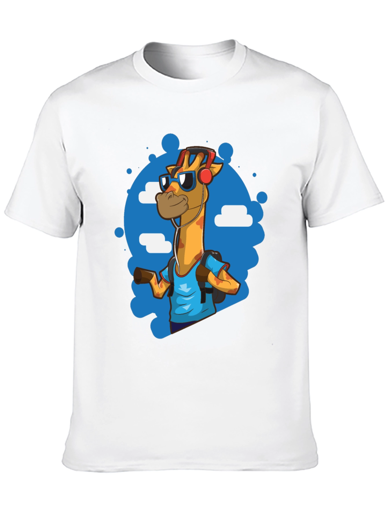 Cool Giraffe Tourist Graphic Tee - Black Cotton T-Shirt