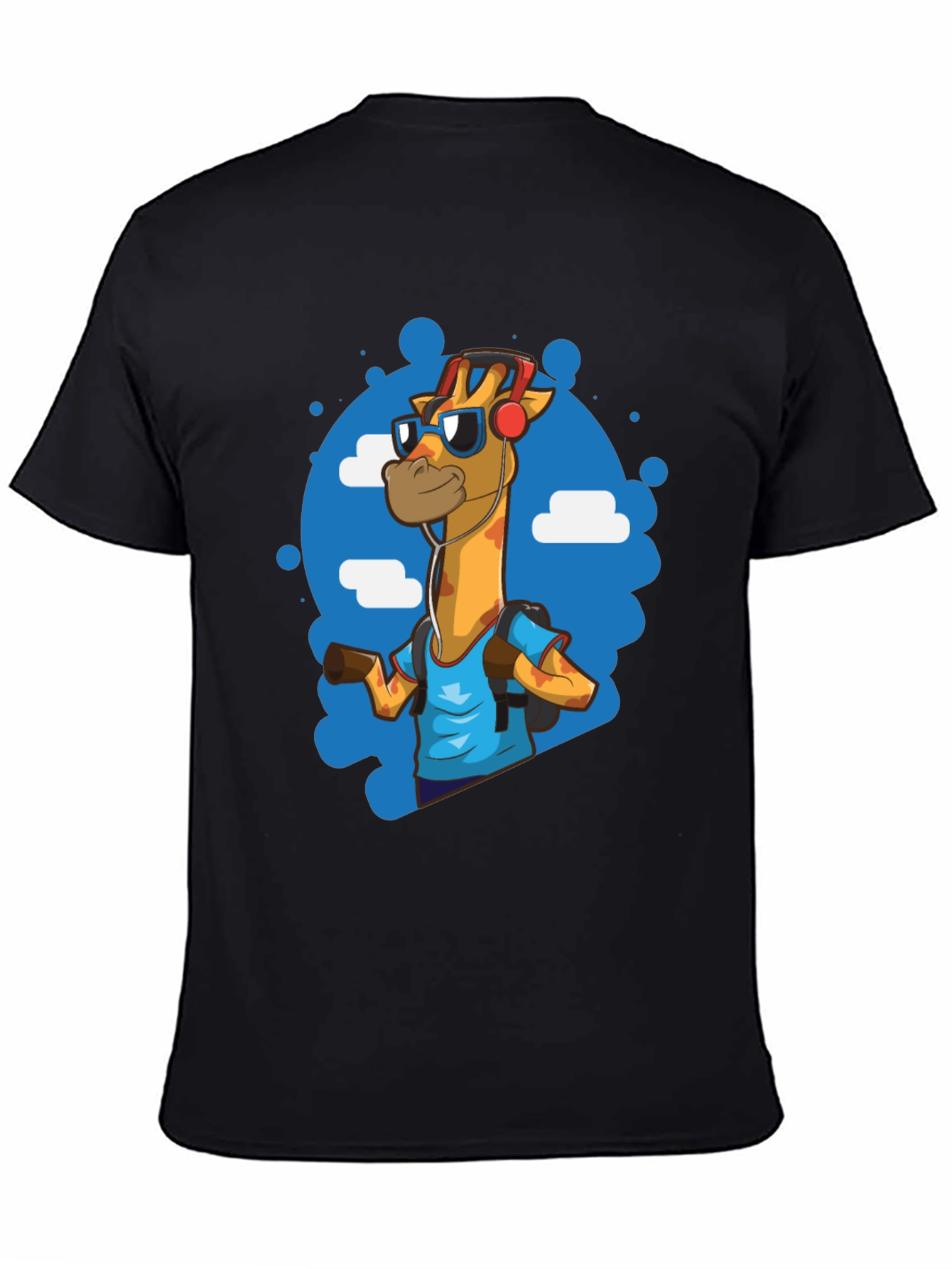Cool Giraffe Tourist Graphic Tee - Black Cotton T-Shirt