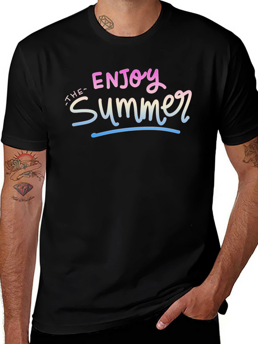Enjoy the Summer Graphic Tee - Black Casual T-Shirt