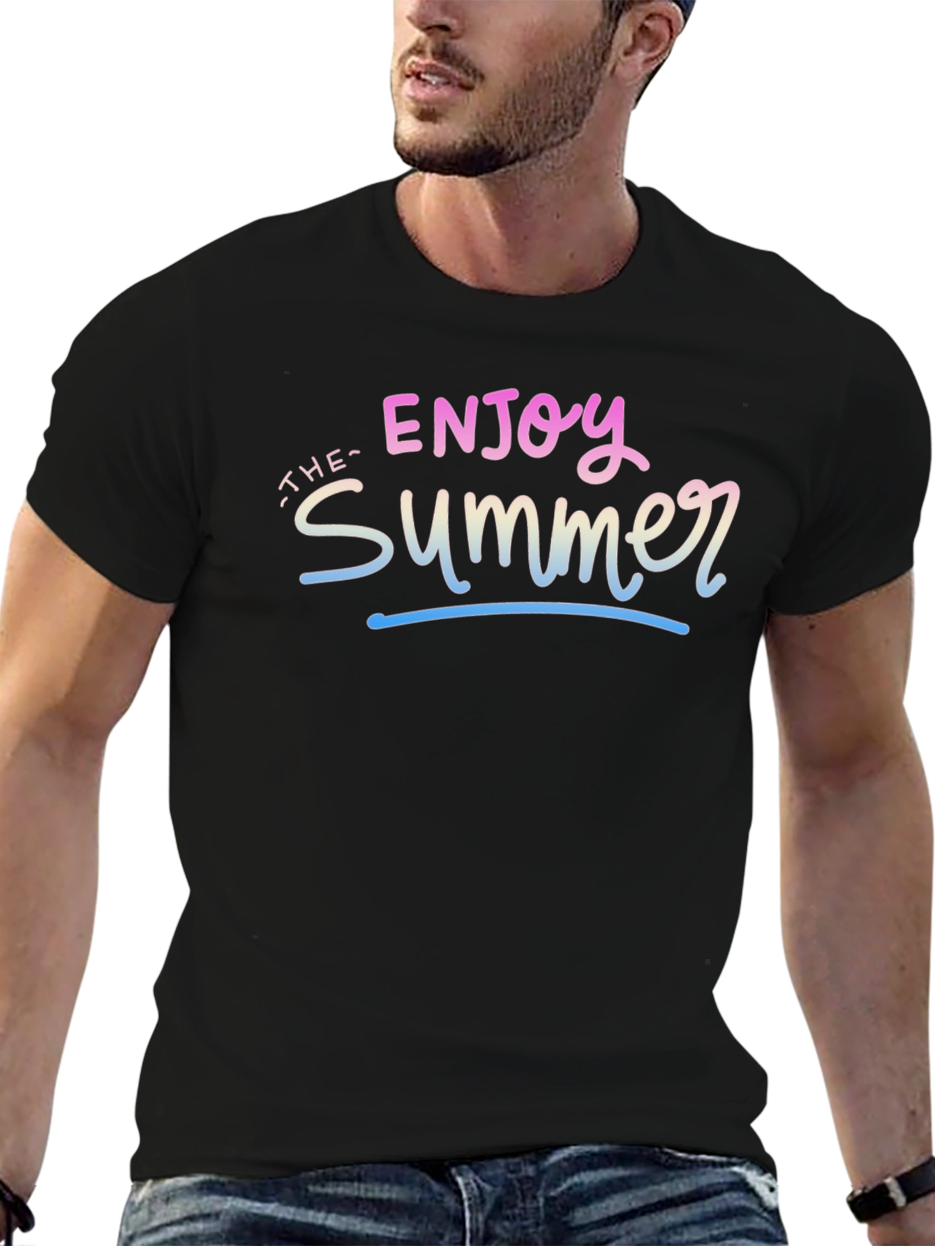 Enjoy the Summer Graphic Tee - Black Casual T-Shirt
