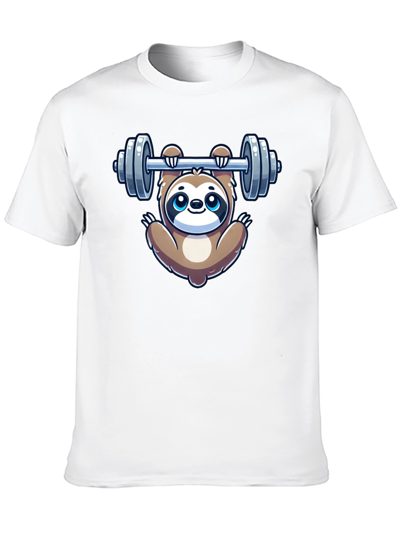 Sloth Lifting Weights Graphic Tee - Gym Humor