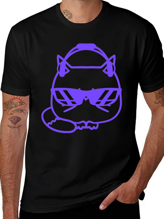 Cool Cat Graphic Tee - Purple Design