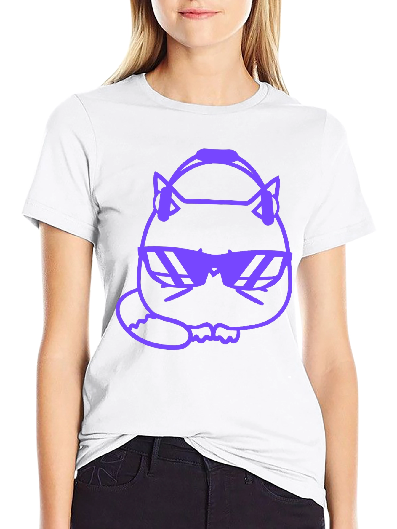 Cool Cat Graphic Tee - Purple Design