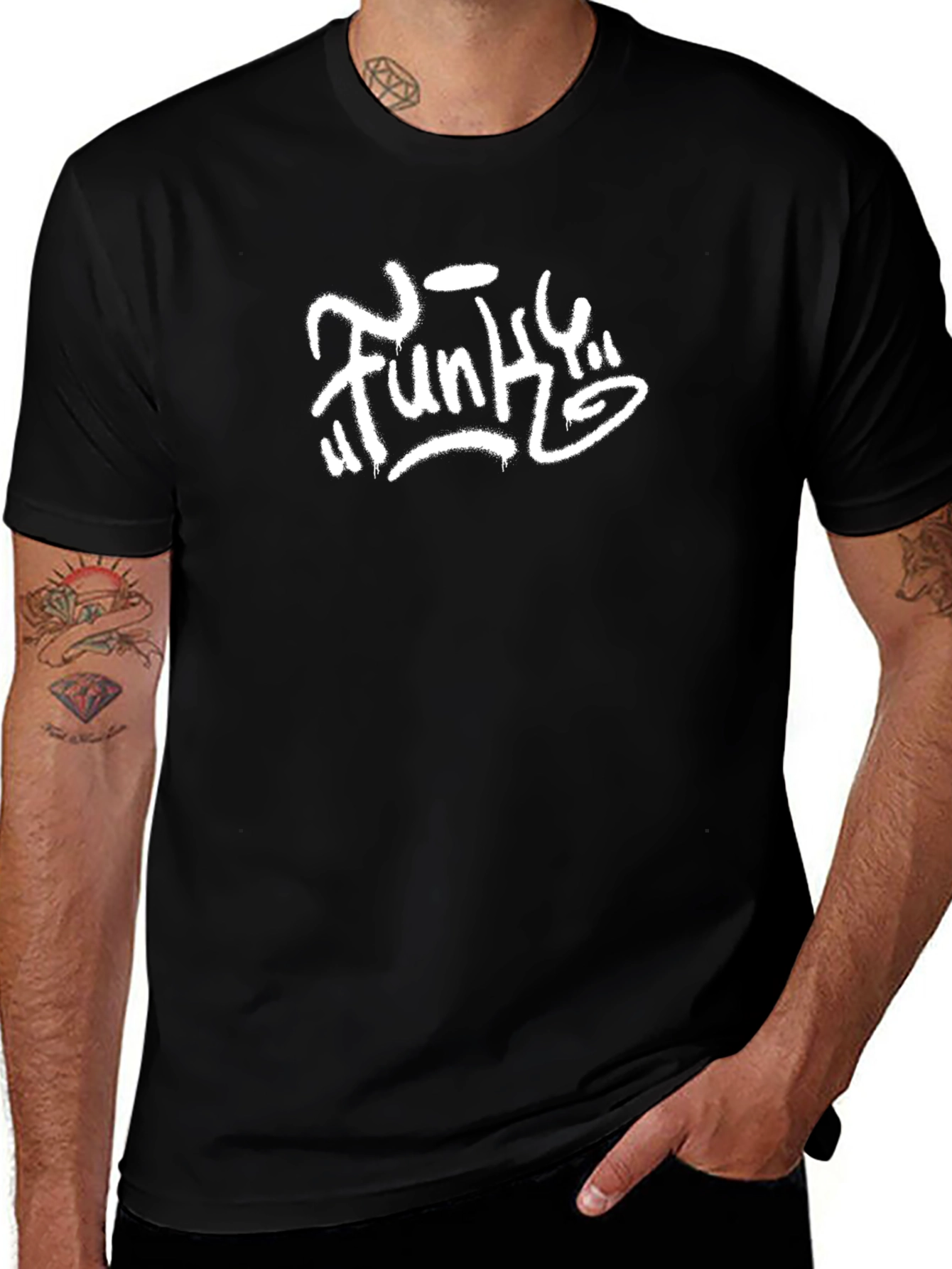 Funky Graphic Tee - Black Cotton Blend
