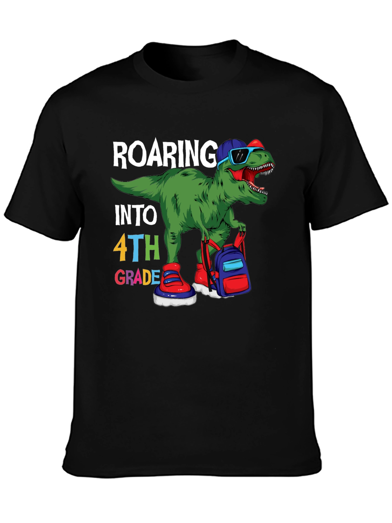 Roaring Into 4th Grade T-Shirt Dinosaur Back to School