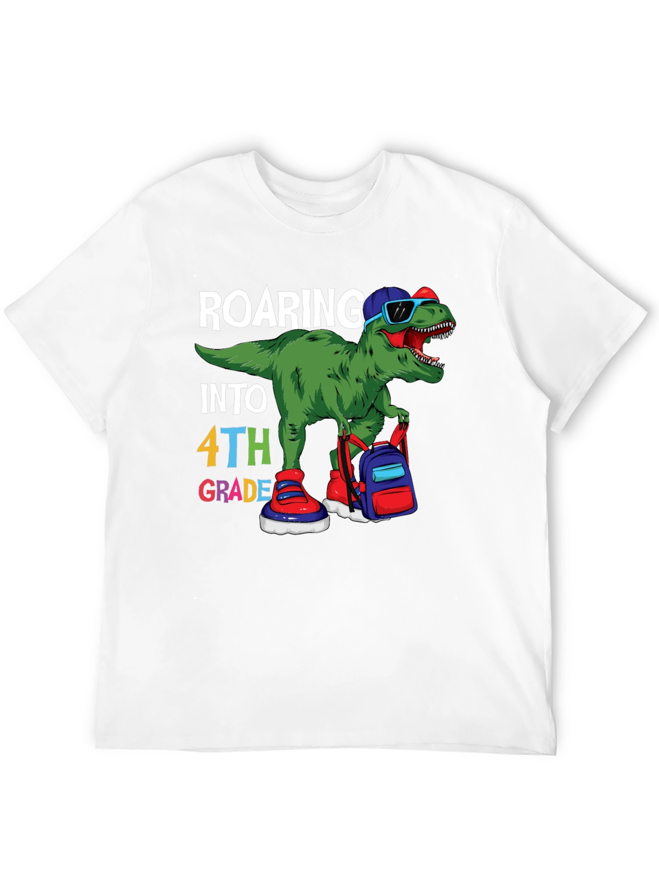 Roaring Into 4th Grade T-Shirt Dinosaur Back to School
