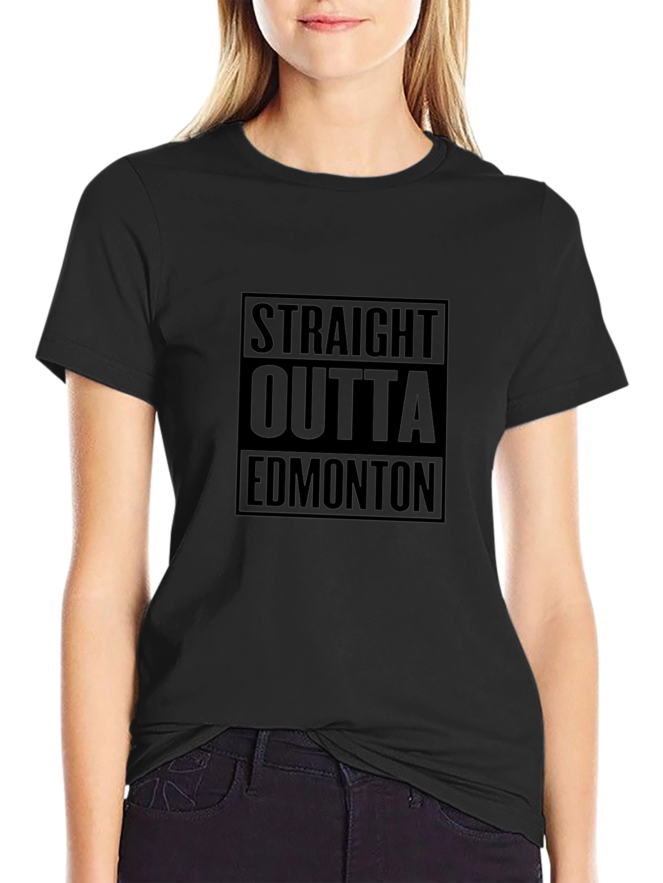 Straight Outta Edmonton Black T-Shirt