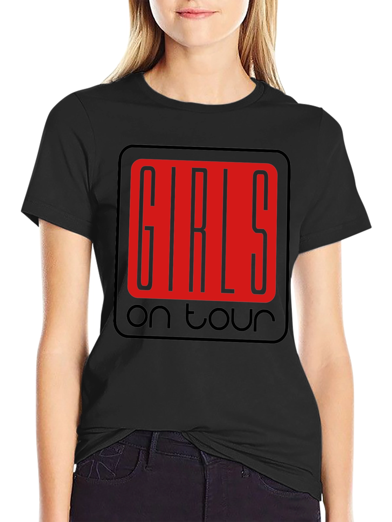 Girls on Tour Black Graphic Tee