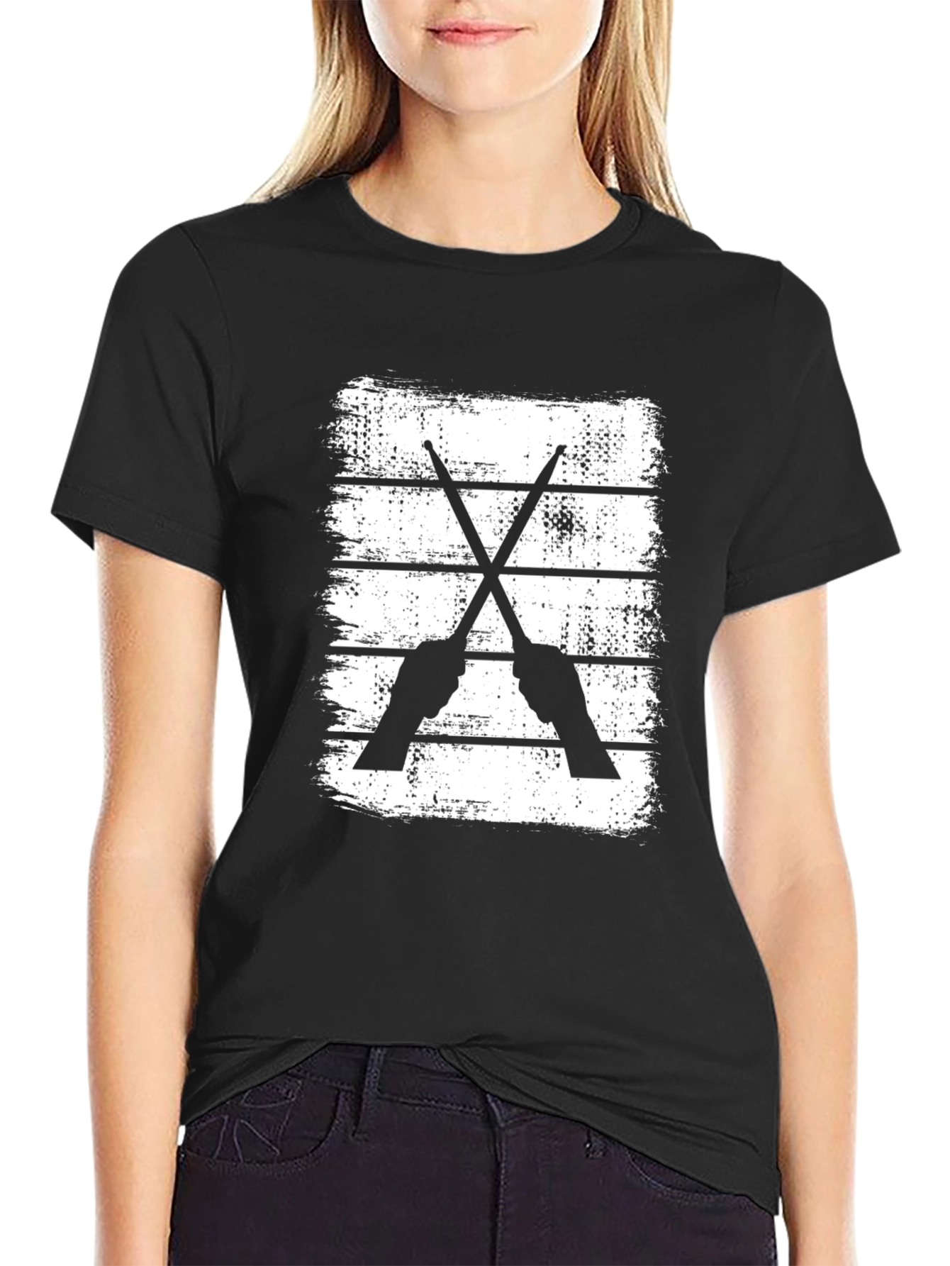 Drummer Sticks Black T-Shirt for Music Lovers