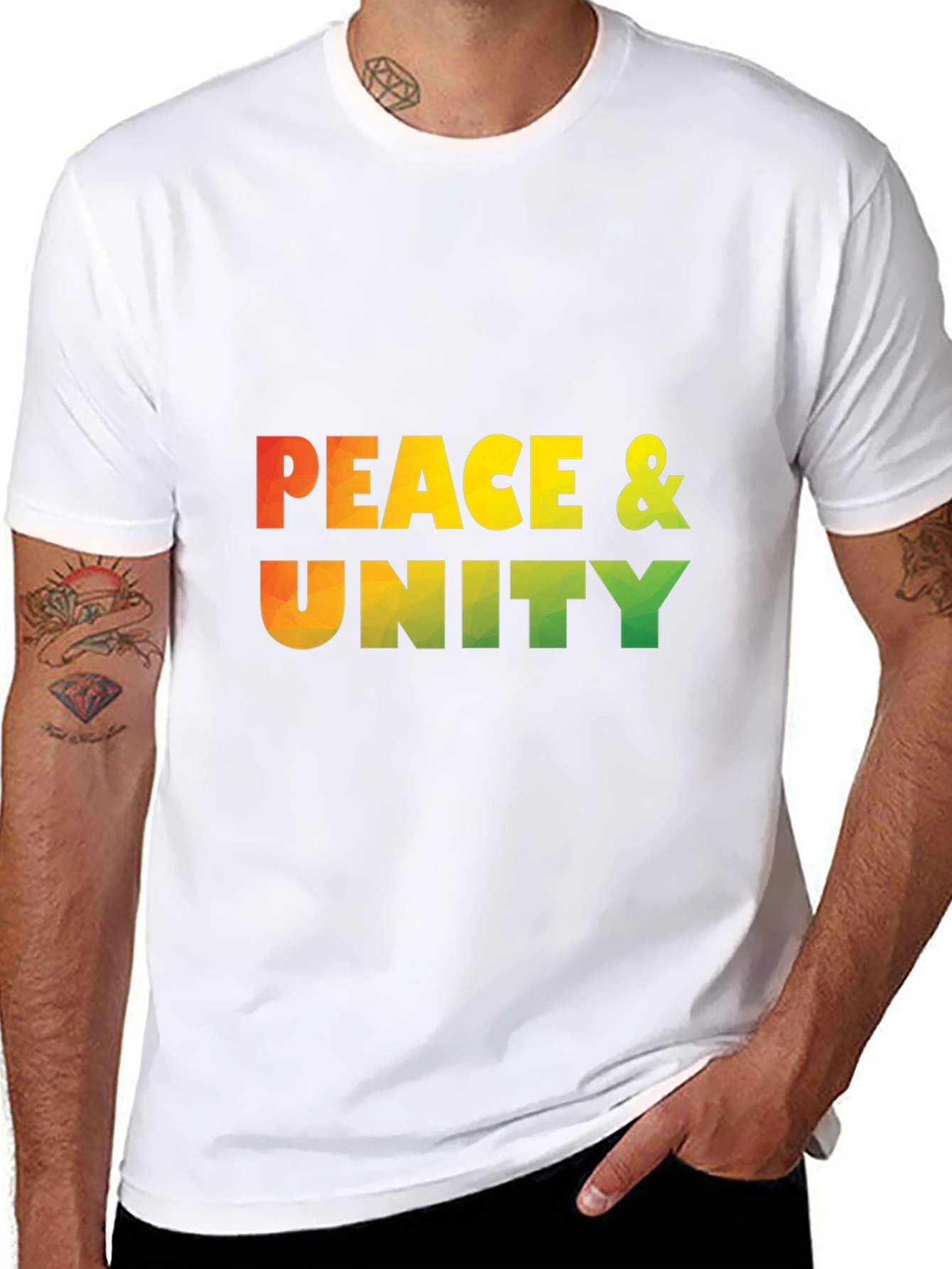 Peace & Unity Graphic Print Black T-Shirt