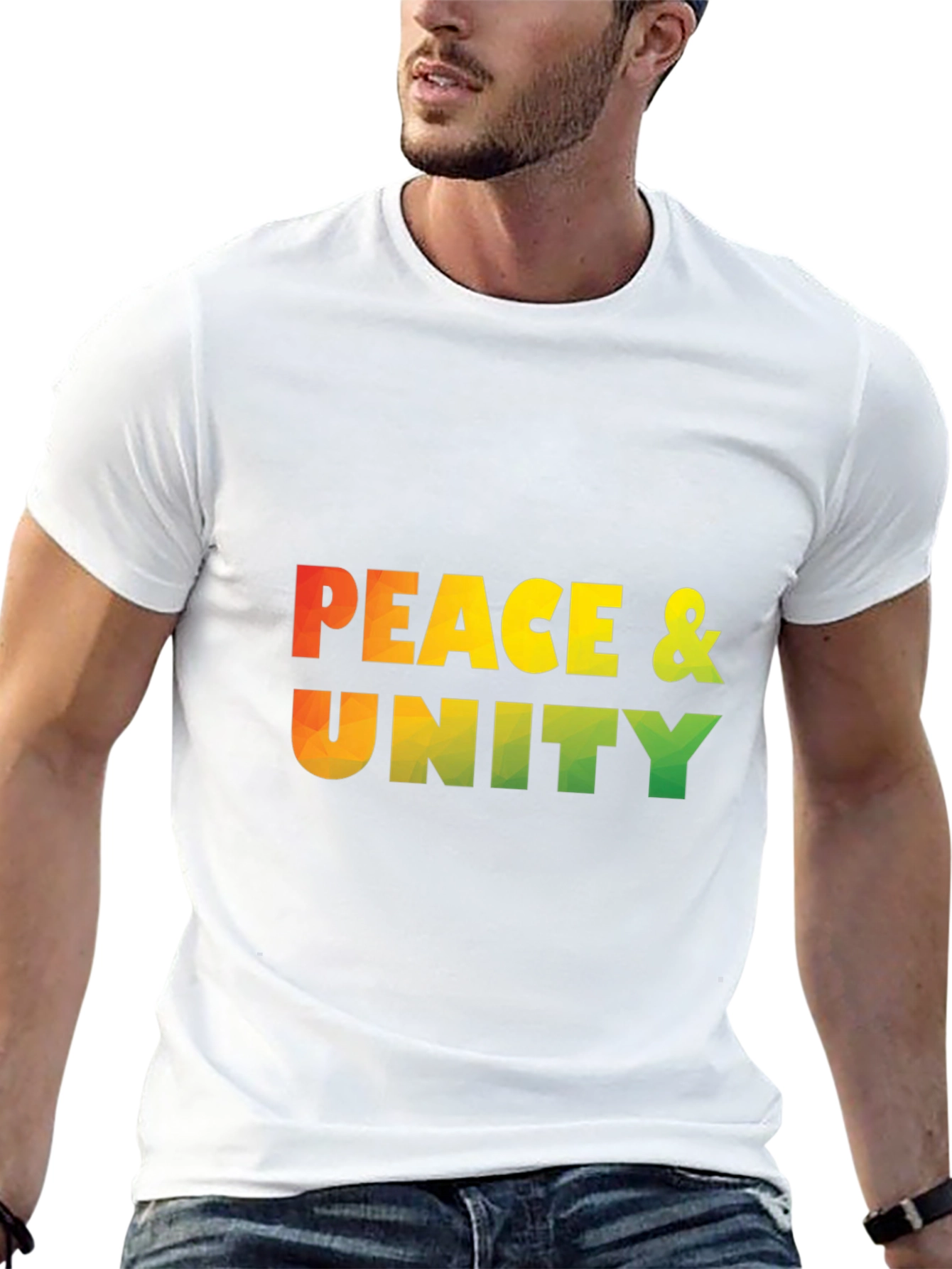 Peace & Unity Graphic Print Black T-Shirt