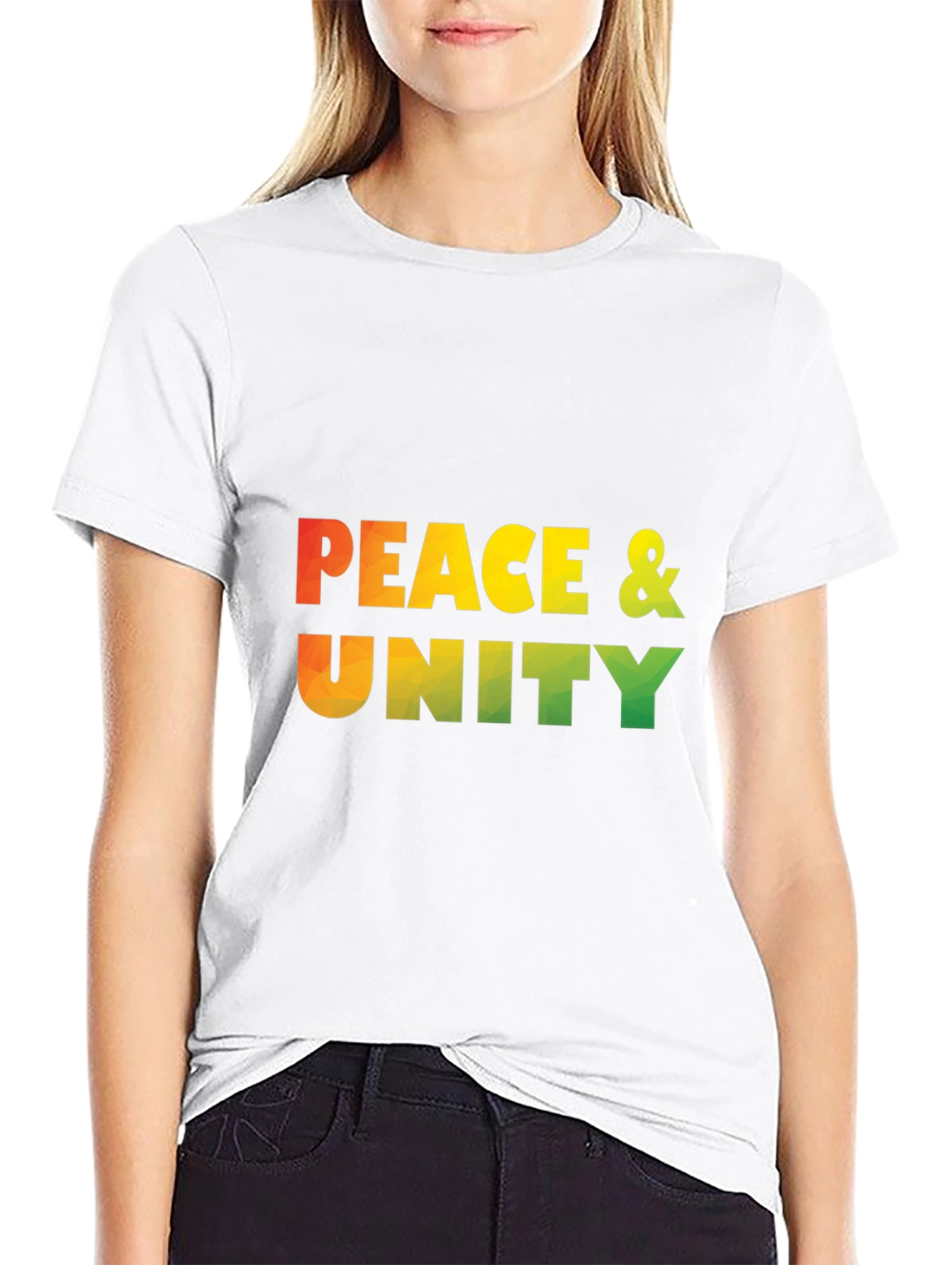 Peace & Unity Graphic Print Black T-Shirt