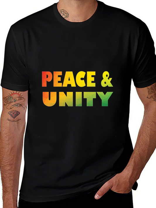 Peace & Unity Graphic Print Black T-Shirt