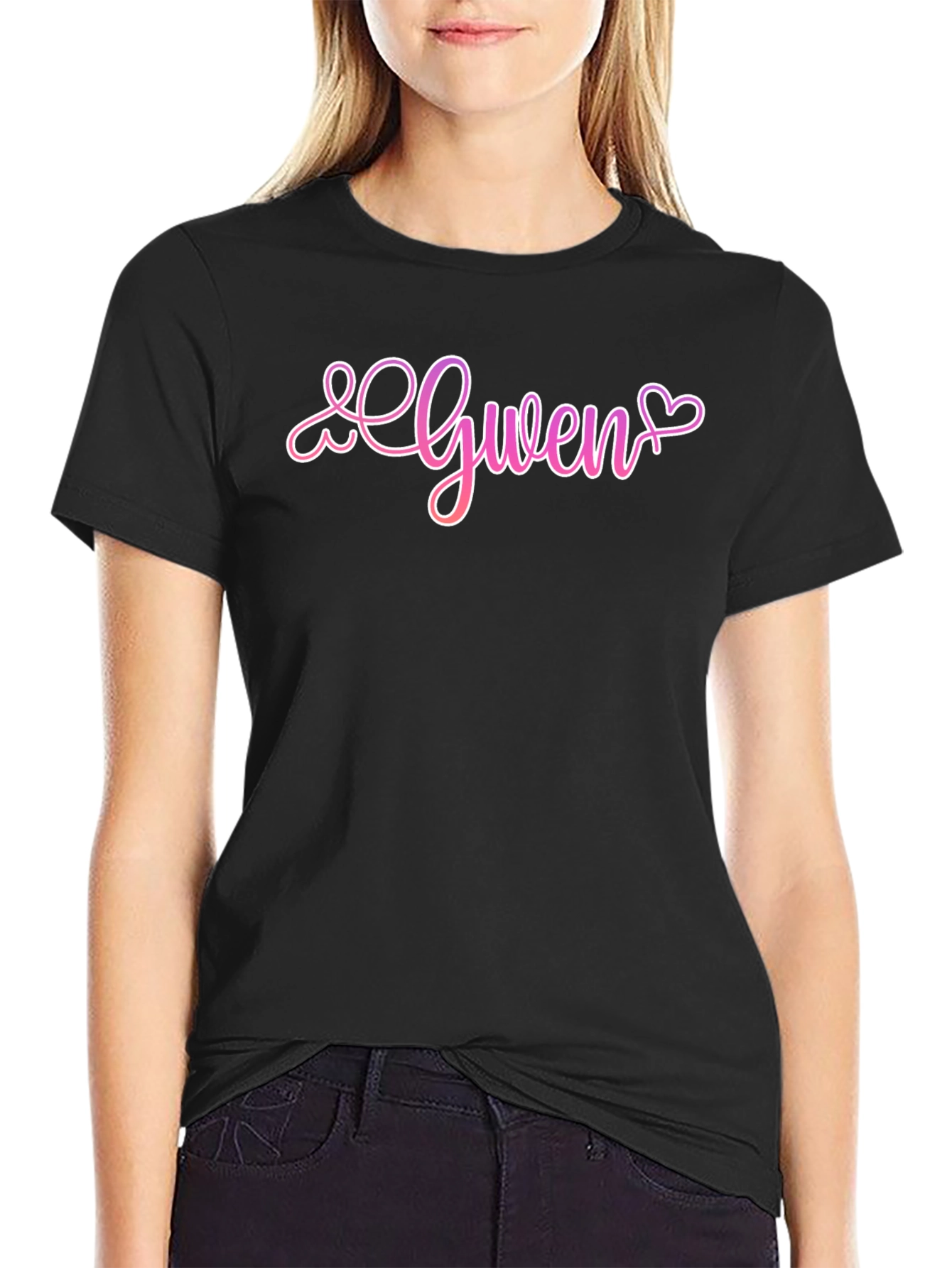Gwen Heart Script Black T-Shirt