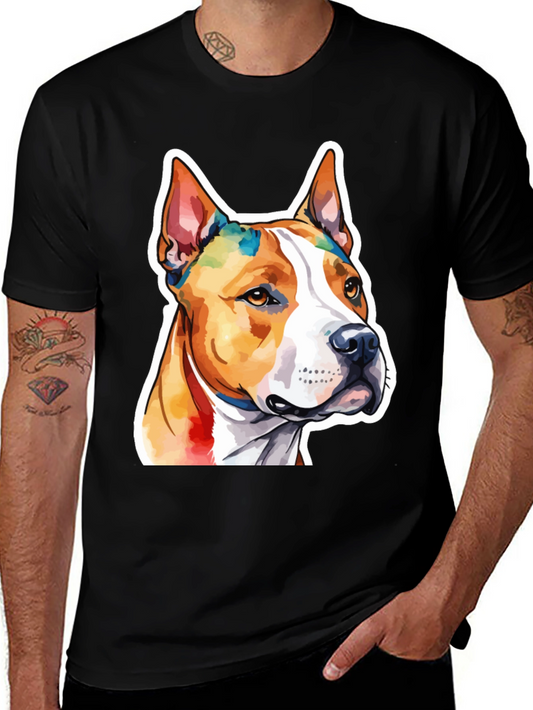 Dog Lovers T-Shirt: Pitbull Watercolor Art