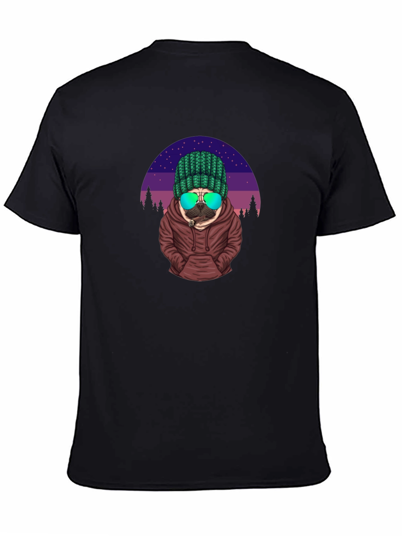 Cool Pug T-Shirt - Knitted Hat & Shades