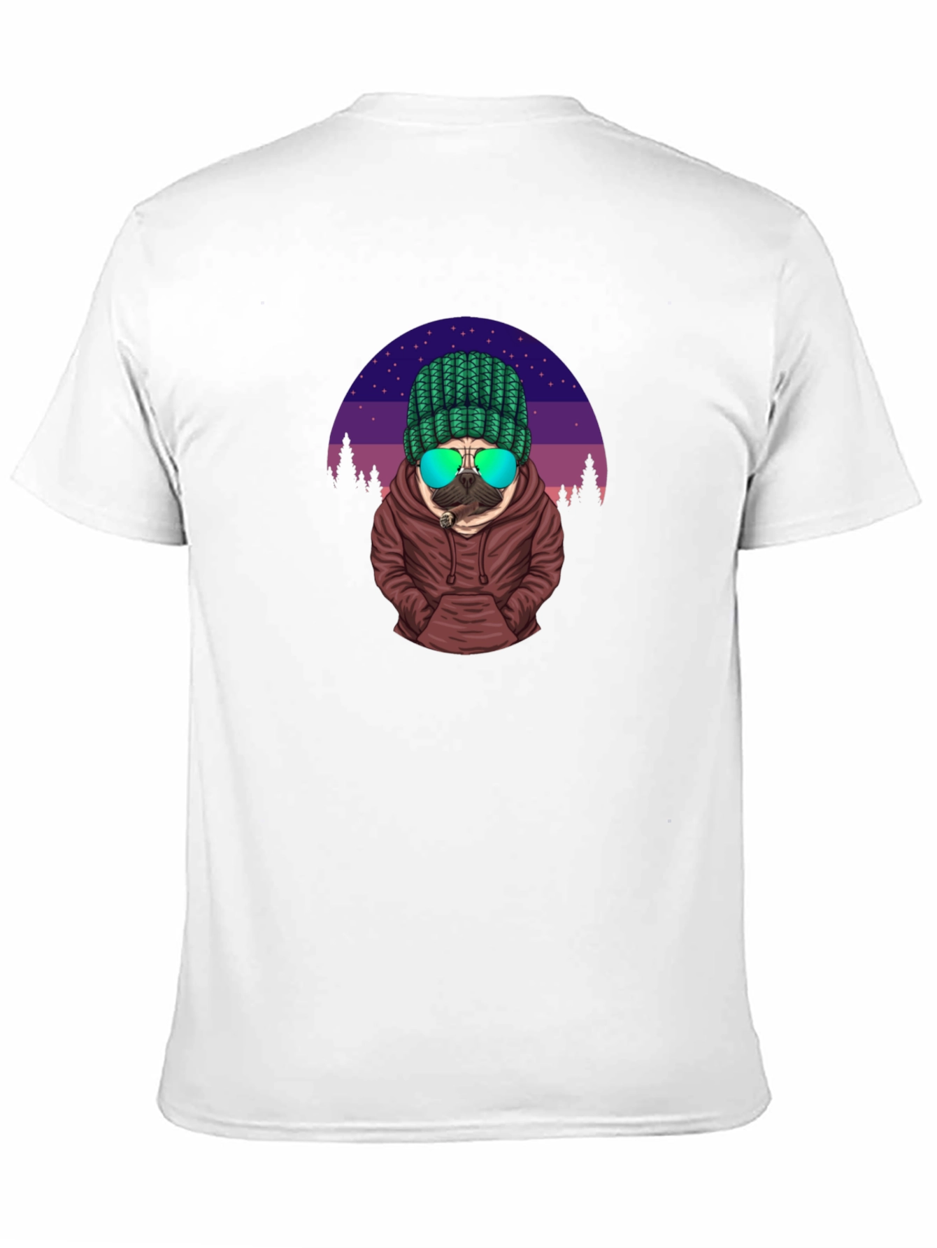Cool Pug T-Shirt - Knitted Hat & Shades