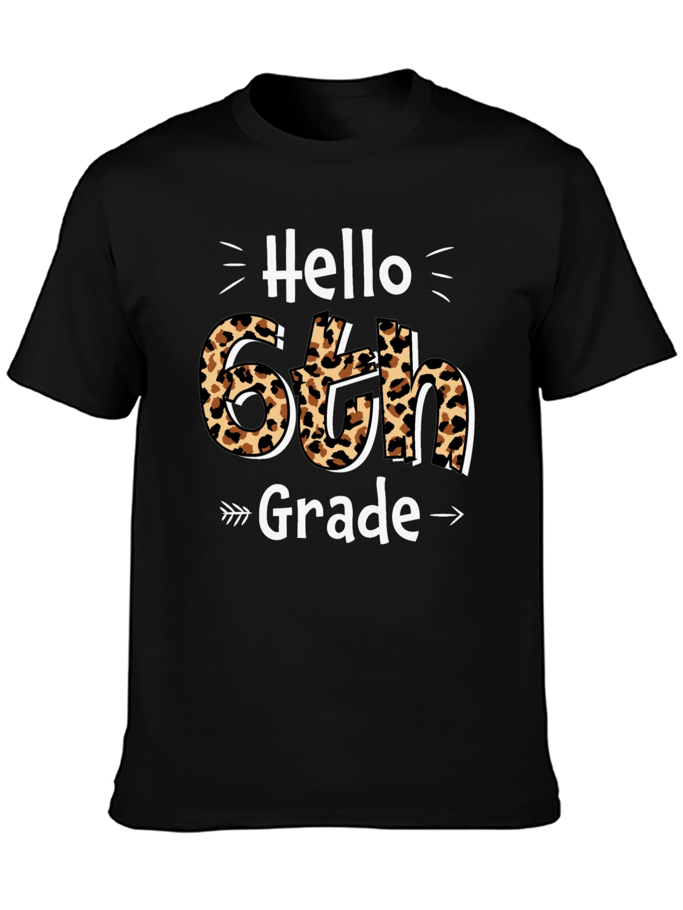 Hello 6th Grade Leopard Print T-Shirt