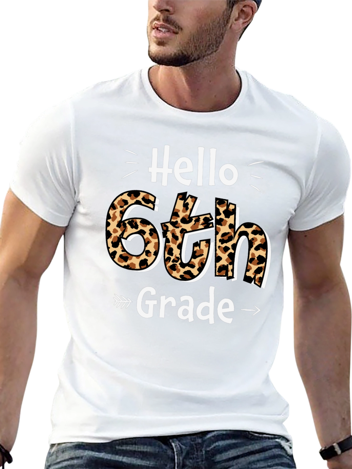 Hello 6th Grade Leopard Print T-Shirt